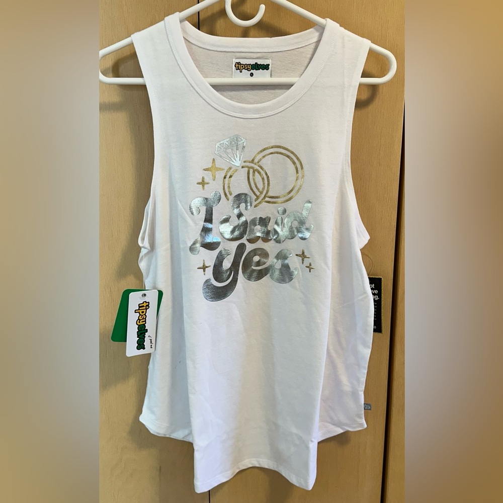Tipsy Elves “I Said Yes” Graphic Tank Top - NWT